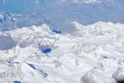 High angle view of snowcapped mountains