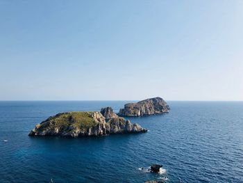 Scenic view of sea against clear sky