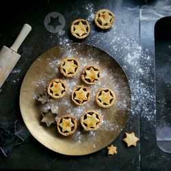High angle view of food on table