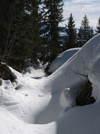 Scenic view of snow covered mountains against sky