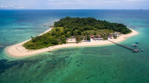 High angle view of bay on beach