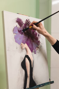 High angle view of woman holding bouquet