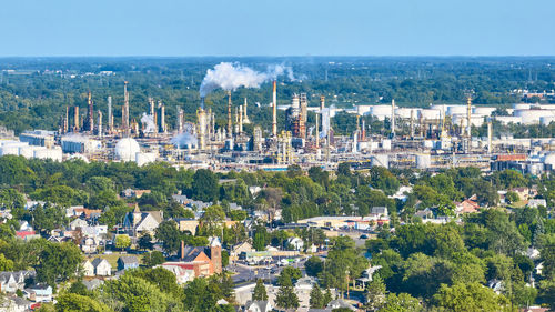 High angle view of townscape against sky