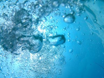 Close-up of bubbles undersea