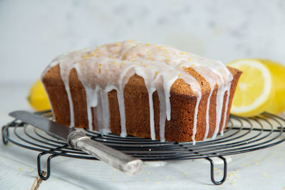 Close-up of cake on table