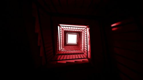 Directly below shot of spiral staircase of building