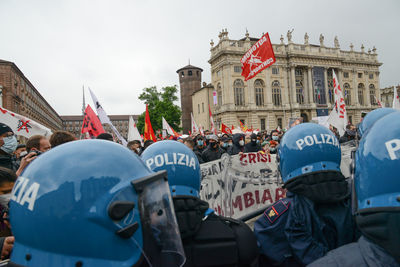 Group of people in front of building