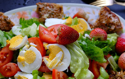 Close-up of salad in plate on table