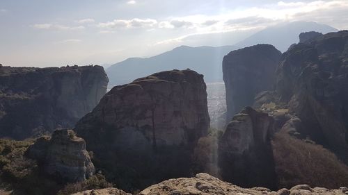 Panoramic view of rocks against sky