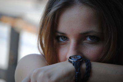 Close-up portrait of a beautiful young woman