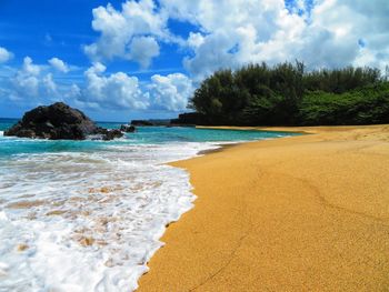 Scenic view of beach against sky