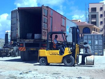 View of shopping cart in city
