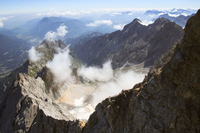 Panoramic view of majestic mountains against sky