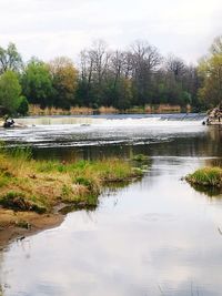 Scenic view of lake against sky