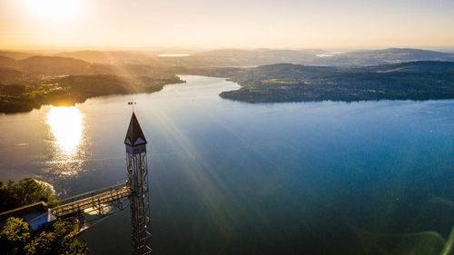 Scenic view of lake against sky during sunset, hammetschwandlift