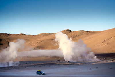 View of geyser in bolivia