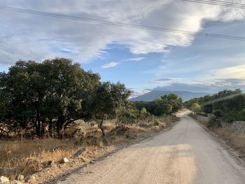 Road amidst trees against sky