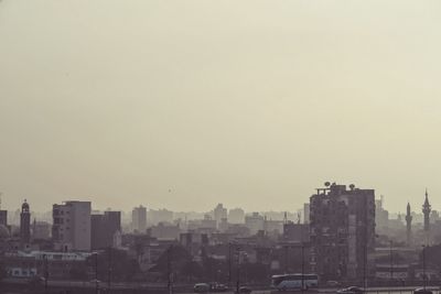 View of cityscape against clear sky