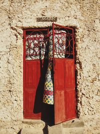 Closed door of abandoned house