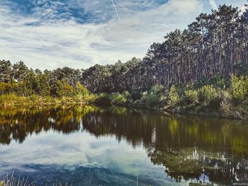 Scenic view of lake against sky