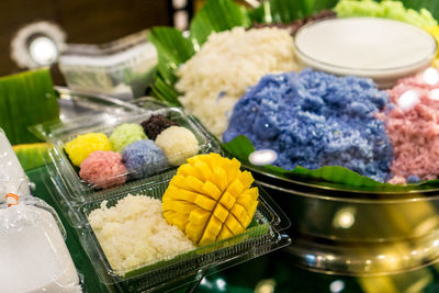 High angle view of food on table