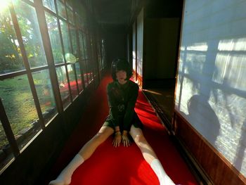 Woman sitting in glass window japanese sexygirl 