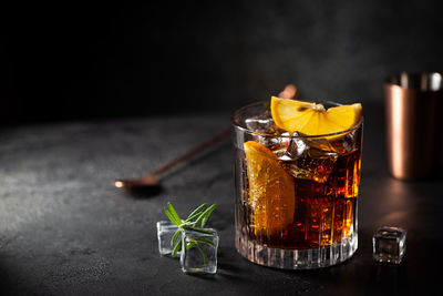 Close-up of drink in glass on table