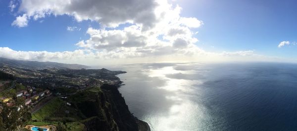 Scenic view of sea against cloudy sky