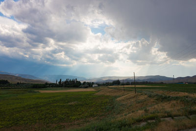 Scenic view of field against sky