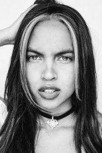 Close-up portrait of a beautiful young woman