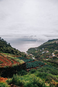 High angle view of landscape against sky