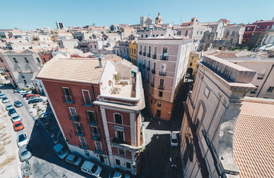 High angle view of townscape against sky