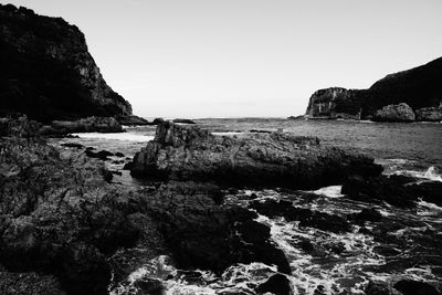 Scenic view of sea against clear sky