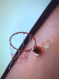 Low angle view of basketball hoop against sky