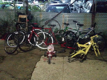 Bicycle parked in a row