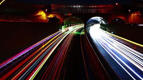 Light trails on highway at night