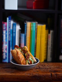 Close-up of sandwich on table