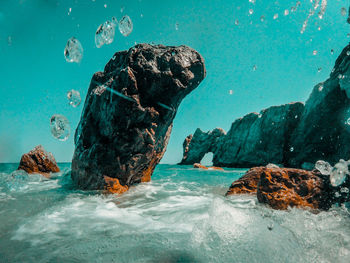 Rock formation in sea