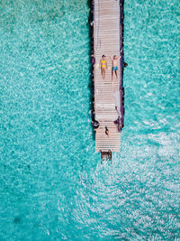 High angle view of people in swimming pool