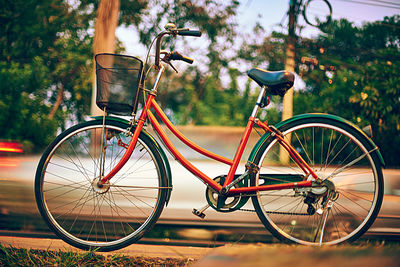 Bicycle parked in parking lot