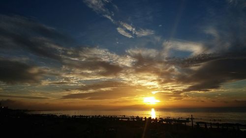 Scenic view of sea at sunset