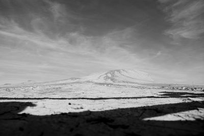 Scenic view of snowcapped mountain against sky