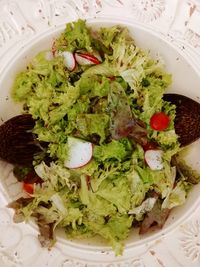 High angle view of meal served in bowl