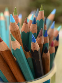 Close-up of colored pencils