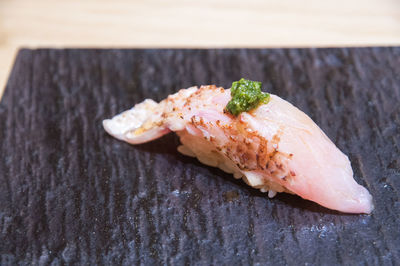 Close-up of sushi on table