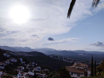 High angle shot of townscape against sky