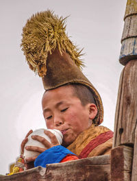 Portrait of boy wearing hat