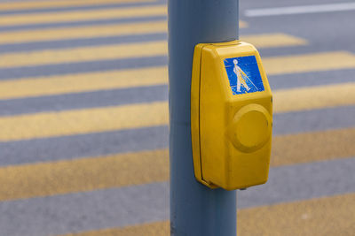 Crosswalk switch with accessible pedestrian signal in zurich, switzerland
