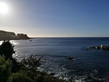 Scenic view of sea against clear sky