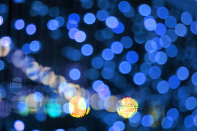 Defocused image of illuminated lights at night